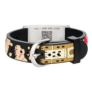 QR Code Child Titanium Medical ID Bracelet Black Dino, Black Dino, large image number 2